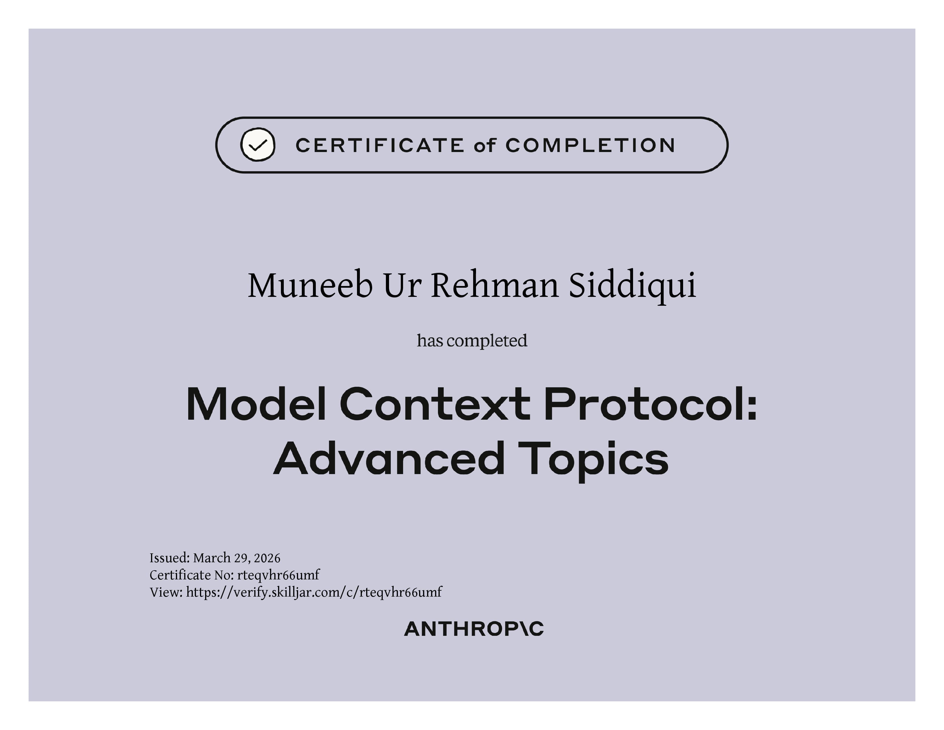 Model Context Protocol: Advanced Topics certificate